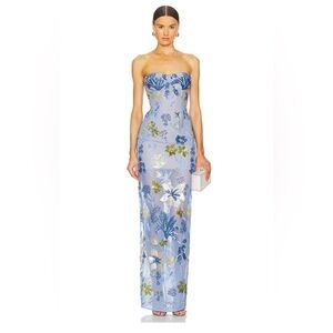 Bronx and Banco Dahlia Maxi Dress in Baby Blue Multi